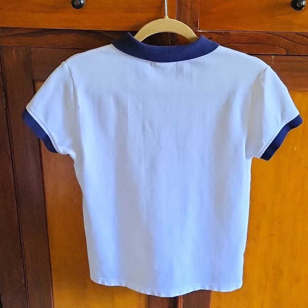 Ralph Lauren Polo Jeans Shirt,White/Navy. Girls XL/Womens Small.
